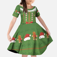 Christmas Costume Elf Kid Short Sleeve Dress Santa Little Helper Green - Wonder Print Shop