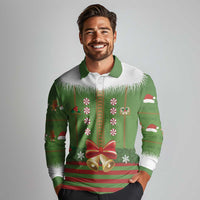 Christmas Costume Elf Long Sleeve Polo Shirt Santa Little Helper Green - Wonder Print Shop