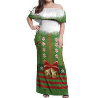 Christmas Costume Elf Off Shoulder Maxi Dress Santa Little Helper Green - Wonder Print Shop