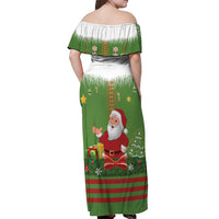 Christmas Costume Elf Off Shoulder Maxi Dress Santa Little Helper Green - Wonder Print Shop