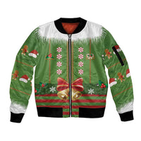 Christmas Costume Elf Sleeve Zip Bomber Jacket Santa Little Helper Green - Wonder Print Shop