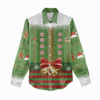 Christmas Costume Elf Women Casual Shirt Santa Little Helper Green - Wonder Print Shop