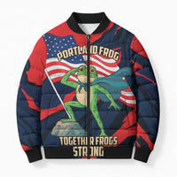 Portland Frog Protest Personalized Bomber Puffer Jacket Frogs Together Strong - Wonder Print Shop