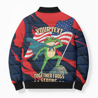 Portland Frog Protest Personalized Bomber Puffer Jacket Frogs Together Strong - Wonder Print Shop