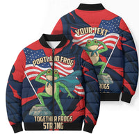 Portland Frog Protest Personalized Bomber Puffer Jacket Frogs Together Strong - Wonder Print Shop
