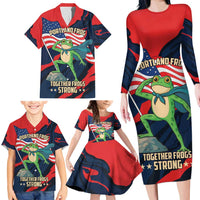 Portland Frog Protest Personalized Family Matching Long Sleeve Bodycon Dress and Hawaiian Shirt Frogs Together Strong - Wonder Print Shop