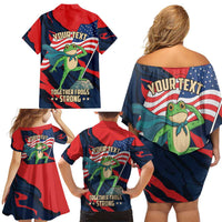 Portland Frog Protest Personalized Family Matching Off Shoulder Short Dress and Hawaiian Shirt Frogs Together Strong - Wonder Print Shop