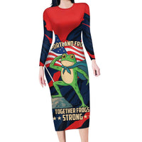 Portland Frog Protest Personalized Long Sleeve Bodycon Dress Frogs Together Strong - Wonder Print Shop