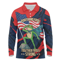 Portland Frog Protest Personalized Long Sleeve Polo Shirt Frogs Together Strong - Wonder Print Shop