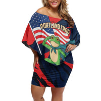 Portland Frog Protest Personalized Off Shoulder Short Dress Frogs Together Strong - Wonder Print Shop