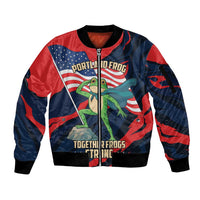 Portland Frog Protest Personalized Sleeve Zip Bomber Jacket Frogs Together Strong - Wonder Print Shop