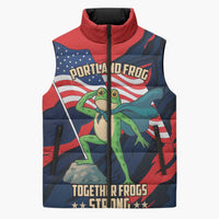 Portland Frog Protest Personalized Sleeveless Puffer Jacket Frogs Together Strong - Wonder Print Shop