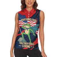 Portland Frog Protest Personalized Women Sleeveless Polo Shirt Frogs Together Strong - Wonder Print Shop