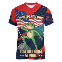 Portland Frog Protest Personalized Women V-Neck T-Shirt Frogs Together Strong - Wonder Print Shop