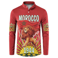 Personalized Morocco Proclamation Day 1944 Button Sweatshirt Barbary Lion With Flag - Wonder Print Shop