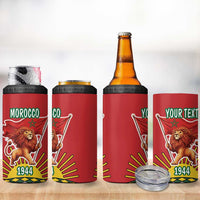 Personalized Morocco Proclamation Day 1944 4 in 1 Can Cooler Tumbler Barbary Lion With Flag - Wonder Print Shop