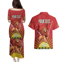 Personalized Morocco Proclamation Day 1944 Couples Matching Puletasi and Hawaiian Shirt Barbary Lion With Flag - Wonder Print Shop