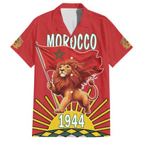 Personalized Morocco Proclamation Day 1944 Family Matching Short Sleeve Bodycon Dress and Hawaiian Shirt Barbary Lion With Flag - Wonder Print Shop