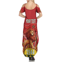 Personalized Morocco Proclamation Day 1944 Family Matching Summer Maxi Dress and Hawaiian Shirt Barbary Lion With Flag - Wonder Print Shop