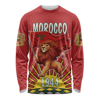 Personalized Morocco Proclamation Day 1944 Long Sleeve Shirt Barbary Lion With Flag - Wonder Print Shop