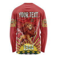 Personalized Morocco Proclamation Day 1944 Long Sleeve Shirt Barbary Lion With Flag - Wonder Print Shop