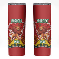 Personalized Morocco Proclamation Day 1944 Skinny Tumbler Barbary Lion With Flag - Wonder Print Shop