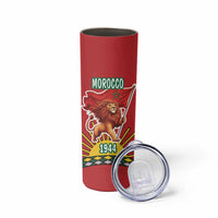 Personalized Morocco Proclamation Day 1944 Skinny Tumbler Barbary Lion With Flag - Wonder Print Shop