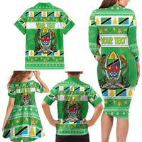 Personalized Tanzania Christmas Family Matching Long Sleeve Bodycon Dress and Hawaiian Shirt Uhuru na Umoja Heri ya Krismasi - Wonder Print Shop