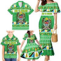 Personalized Tanzania Christmas Family Matching Mermaid Dress and Hawaiian Shirt Uhuru na Umoja Heri ya Krismasi - Wonder Print Shop