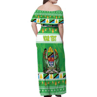 Personalized Tanzania Christmas Family Matching Off Shoulder Maxi Dress and Hawaiian Shirt Uhuru na Umoja Heri ya Krismasi - Wonder Print Shop