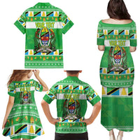 Personalized Tanzania Christmas Family Matching Puletasi and Hawaiian Shirt Uhuru na Umoja Heri ya Krismasi - Wonder Print Shop