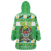 Personalized Tanzania Christmas Wearable Blanket Hoodie Uhuru na Umoja Heri ya Krismasi - Wonder Print Shop