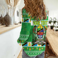 Personalized Tanzania Christmas Women Casual Shirt Uhuru na Umoja Heri ya Krismasi - Wonder Print Shop