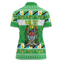 Personalized Tanzania Christmas Women Polo Shirt Uhuru na Umoja Heri ya Krismasi - Wonder Print Shop