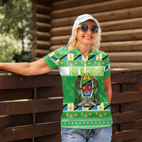 Personalized Tanzania Christmas Women Polo Shirt Uhuru na Umoja Heri ya Krismasi - Wonder Print Shop