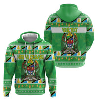 Personalized Tanzania Christmas Zip Hoodie Uhuru na Umoja Heri ya Krismasi - Wonder Print Shop