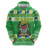 Personalized Tanzania Christmas Zip Hoodie Uhuru na Umoja Heri ya Krismasi - Wonder Print Shop