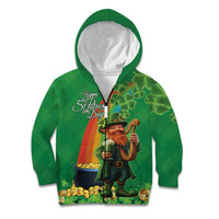 Happy Saint Patrick's Day Kid Hoodie Cheerful Leprechaun Irish Harp