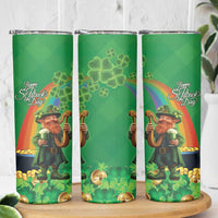 Happy Saint Patrick's Day Skinny Tumbler Cheerful Leprechaun Irish Harp