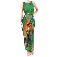 Happy Saint Patrick's Day Tank Maxi Dress Cheerful Leprechaun Irish Harp