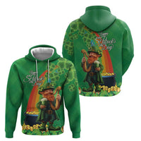 Happy Saint Patrick's Day Zip Hoodie Cheerful Leprechaun Irish Harp