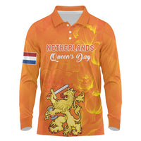 Personalized Netherlands Queen's Day Long Sleeve Polo Shirt Koninginnedag Royal Crown
