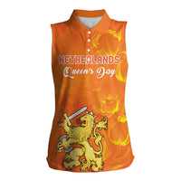 Personalized Netherlands Queen's Day Women Sleeveless Polo Shirt Koninginnedag Royal Crown