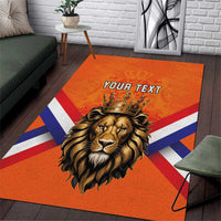 Personalized Netherlands King's Day Area Rug Koningsdag Lion King With Crown
