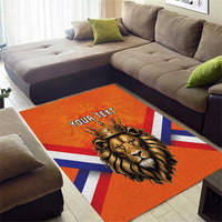 Personalized Netherlands King's Day Area Rug Koningsdag Lion King With Crown