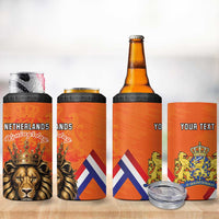 Personalized Netherlands King's Day 4 in 1 Can Cooler Tumbler Koningsdag Lion King With Crown