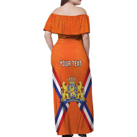 Personalized Netherlands King's Day Family Matching Off Shoulder Maxi Dress and Hawaiian Shirt Koningsdag Lion King With Crown