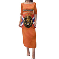Personalized Netherlands King's Day Family Matching Puletasi and Hawaiian Shirt Koningsdag Lion King With Crown
