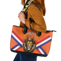 Personalized Netherlands King's Day Leather Tote Bag Koningsdag Lion King With Crown