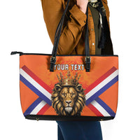 Personalized Netherlands King's Day Leather Tote Bag Koningsdag Lion King With Crown